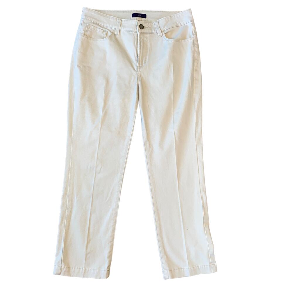 NWOT NYDJ Slim Fit Straight Cut twill jeans CREAM Women's Size 8P